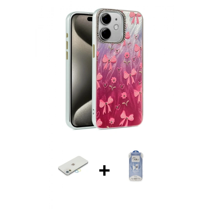 MARSİLYAN™- iPhone 11 Kılıf Zirve Modern Prime - Siyah Joko Magic 5D Cam + Renkli Kamera Lens Koruma Cam - SI
