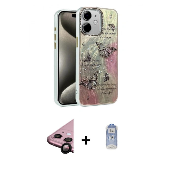MARSİLYAN™- iPhone 11 Kılıf Zirve Modern Prime - Siyah Joko Magic 5D Cam + Raze Metal Kamera Lens - SH
