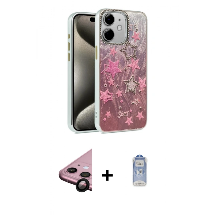 MARSİLYAN™- iPhone 11 Kılıf Zirve Modern Prime - Siyah Joko Magic 5D Cam + Raze Metal Kamera Lens - SH