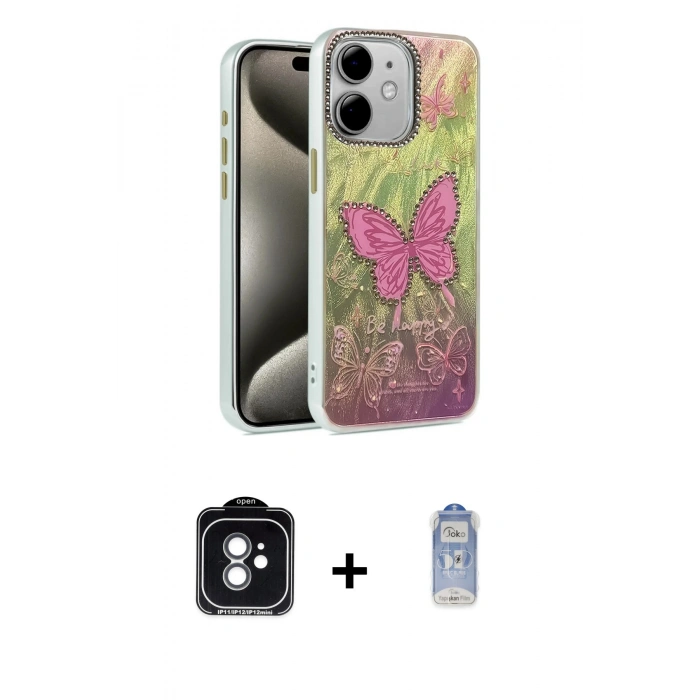 MARSİLYAN™- iPhone 11 Kılıf Zirve Modern Prime - Siyah Joko Magic 5D Cam + PVD Metal Kamera Lens - YL