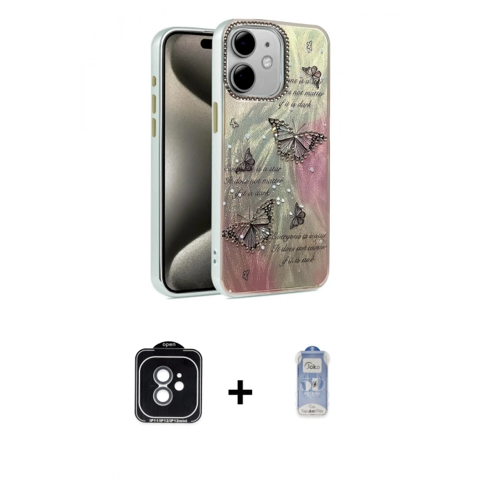 MARSİLYAN™- iPhone 11 Kılıf Zirve Modern Prime - Siyah Joko Magic 5D Cam + PVD Metal Kamera Lens - YL