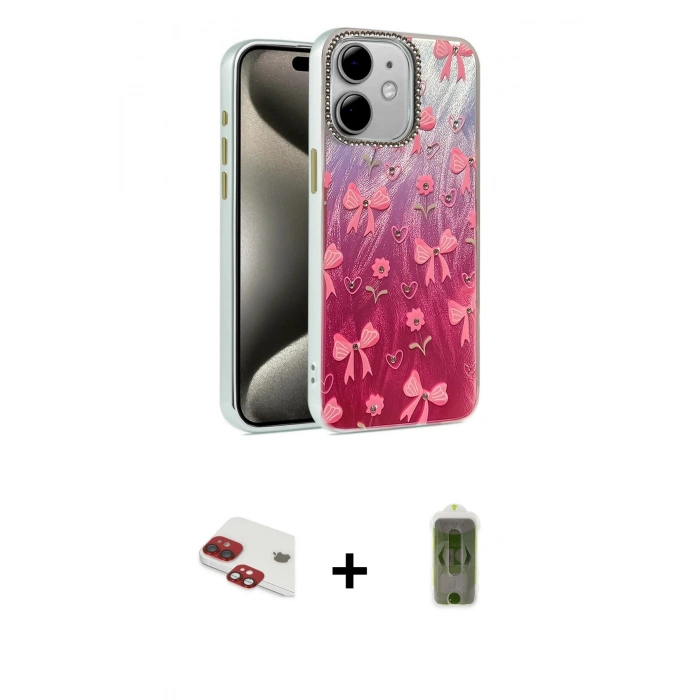MARSİLYAN™- iPhone 11 Kılıf Zirve Modern Prime - Siyah Joko Magic 5D Hayalet Cam + Kırmızı Pers Alüminyum Kamera Lens