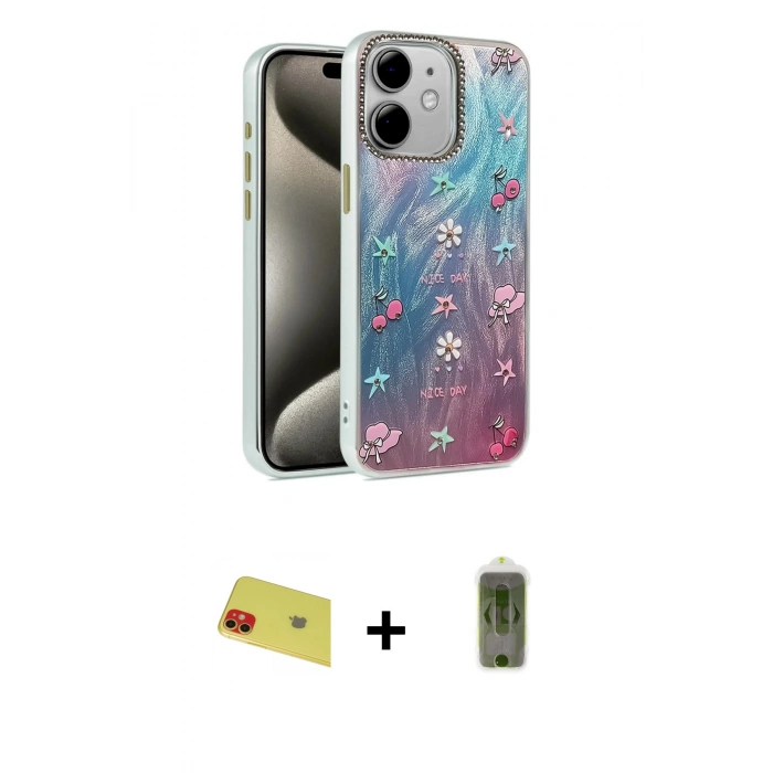 MARSİLYAN™- iPhone 11 Kılıf Zirve Modern Prime - Siyah Joko Magic 5D Hayalet Cam + Rainbow Kamera Lens Koruma Cam - KI
