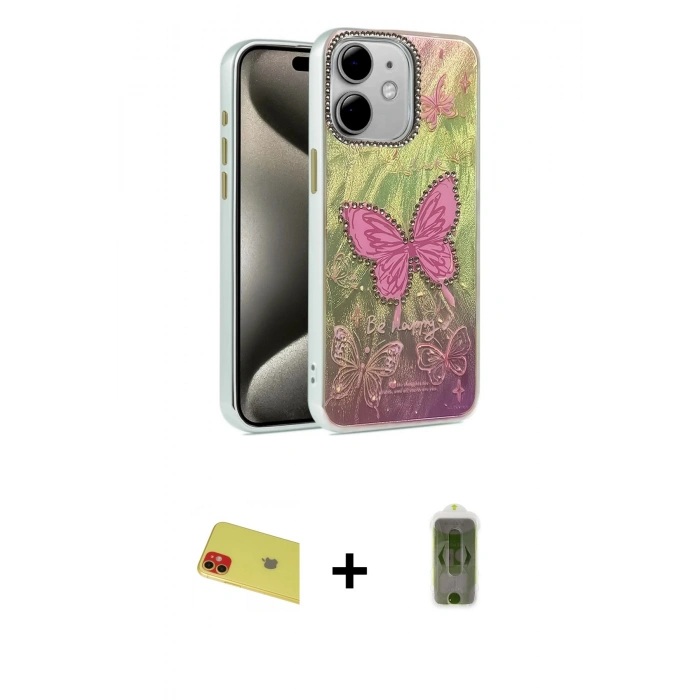 MARSİLYAN™- iPhone 11 Kılıf Zirve Modern Prime - Siyah Joko Magic 5D Hayalet Cam + Rainbow Kamera Lens Koruma Cam - KI