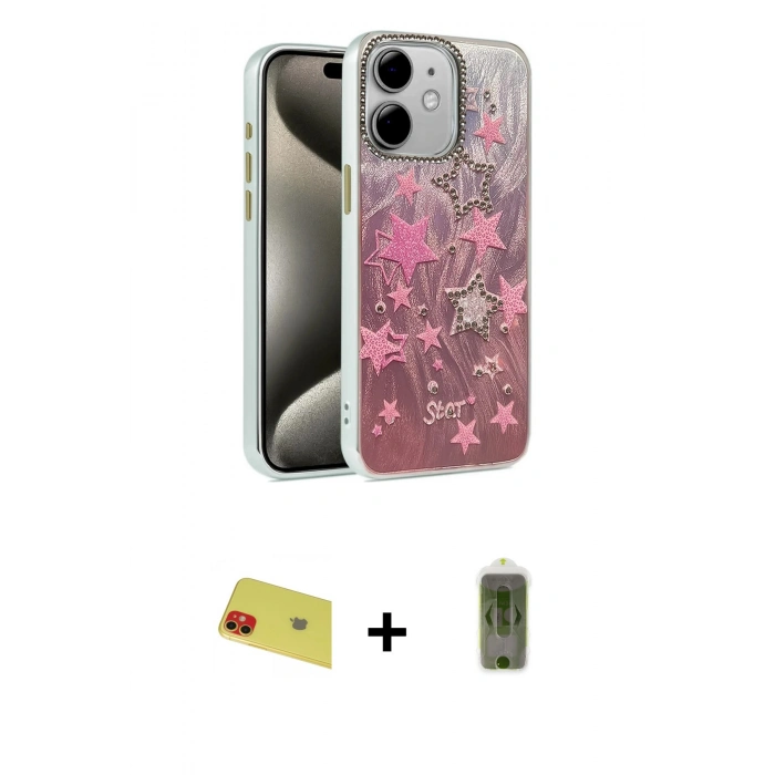 MARSİLYAN™- iPhone 11 Kılıf Zirve Modern Prime - Siyah Joko Magic 5D Hayalet Cam + Rainbow Kamera Lens Koruma Cam - KI