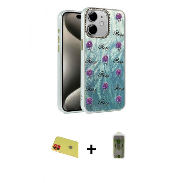 MARSİLYAN™- iPhone 11 Kılıf Zirve Modern Prime - Siyah Joko Magic 5D Hayalet Cam + Rainbow Kamera Lens Koruma Cam - KI