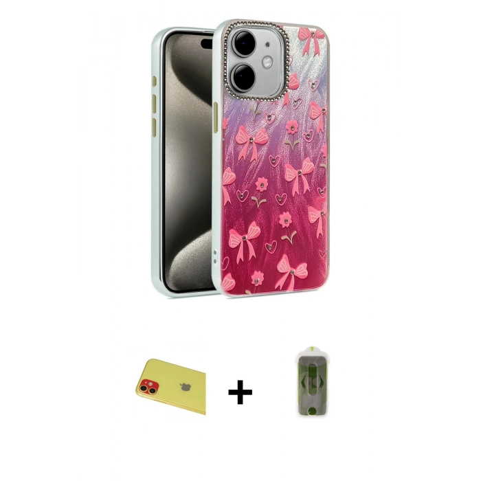 MARSİLYAN™- iPhone 11 Kılıf Zirve Modern Prime - Siyah Joko Magic 5D Hayalet Cam + Rainbow Kamera Lens Koruma Cam - KI