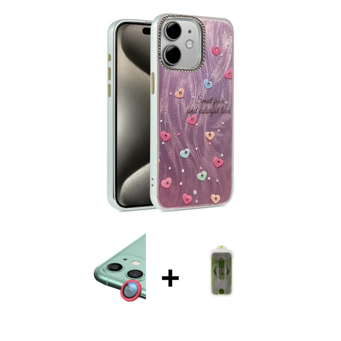 MARSİLYAN™- iPhone 11 Kılıf Zirve Modern Prime - Siyah Joko Magic 5D Hayalet Cam + Kırmızı Raze Metal Kamera Lens