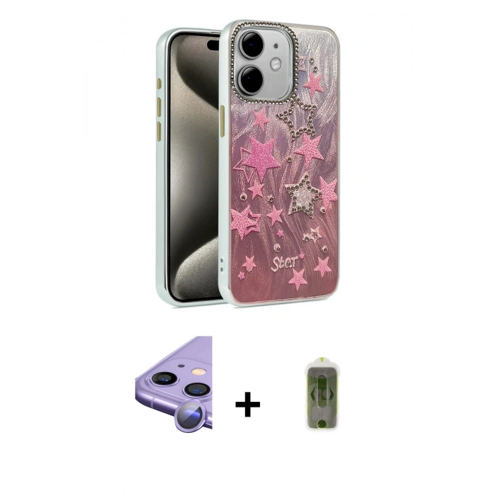 MARSİLYAN™- iPhone 11 Kılıf Zirve Modern Prime - Siyah Joko Magic 5D Hayalet Cam + Raze Metal Kamera Lens - MR
