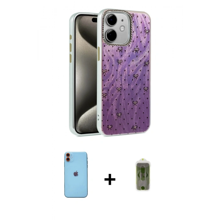 MARSİLYAN™- iPhone 11 Kılıf Zirve Modern Prime - Siyah Joko Magic 5D Hayalet Cam + Neon Fosforlu Kamera Lens - TU