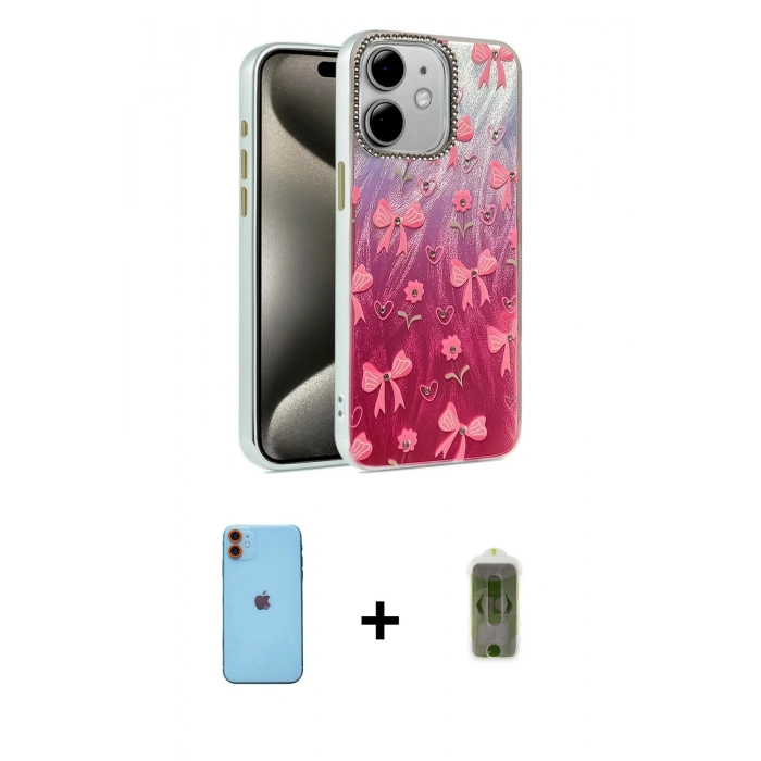 MARSİLYAN™- iPhone 11 Kılıf Zirve Modern Prime - Siyah Joko Magic 5D Hayalet Cam + Neon Fosforlu Kamera Lens - TU
