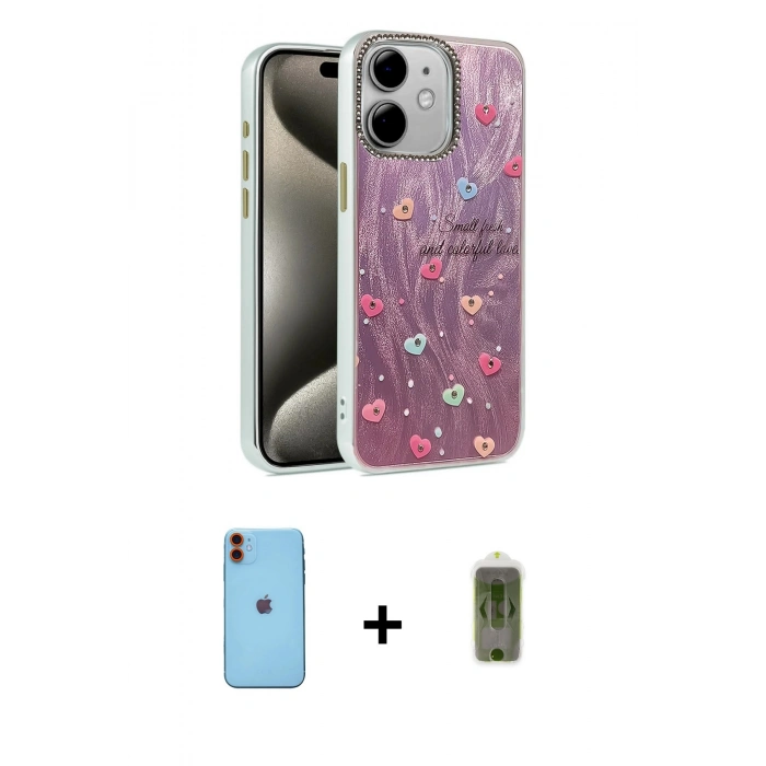 MARSİLYAN™- iPhone 11 Kılıf Zirve Modern Prime - Siyah Joko Magic 5D Hayalet Cam + Neon Fosforlu Kamera Lens - TU