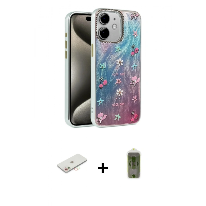MARSİLYAN™- iPhone 11 Kılıf Zirve Modern Prime - Siyah Joko Magic 5D Hayalet Cam + Renkli Kamera Lens Koruma Cam - YL