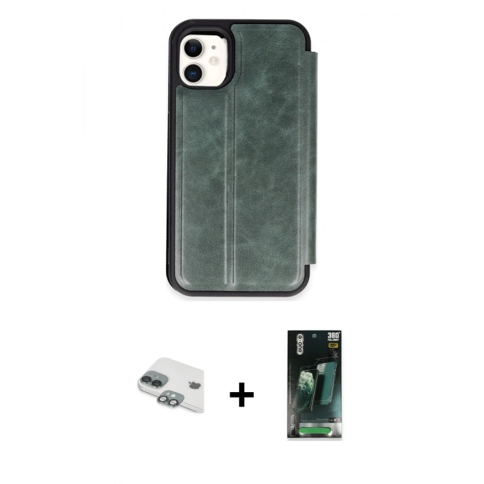 MARSİLYAN™- iPhone 11 Kılıf Zirve Yansıma Serisi - Şeffaf 360 Full Body Arka Koruyucu + Pers Alüminyum Kamera Lens - YL