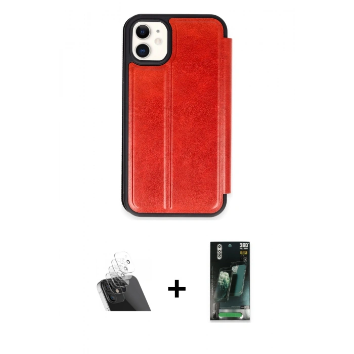MARSİLYAN™- iPhone 11 Kılıf Zirve Yansıma Serisi - Şeffaf 360 Full Body Arka Koruyucu + Kamera Lens Koruma Cam - SF