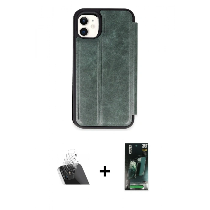MARSİLYAN™- iPhone 11 Kılıf Zirve Yansıma Serisi - Şeffaf 360 Full Body Arka Koruyucu + Kamera Lens Koruma Cam - SF