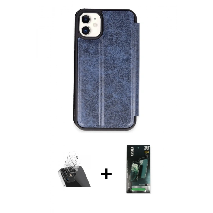 MARSİLYAN™- iPhone 11 Kılıf Zirve Yansıma Serisi - Şeffaf 360 Full Body Arka Koruyucu + Kamera Lens Koruma Cam - SF