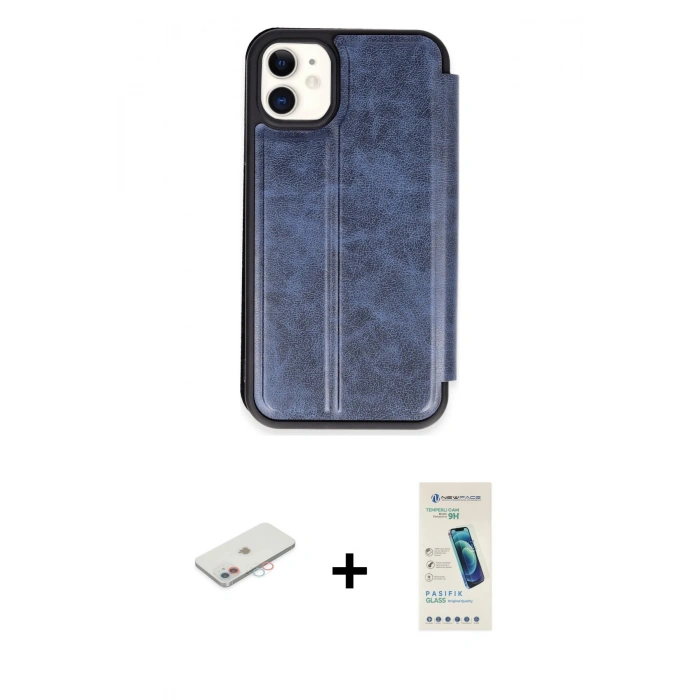 MARSİLYAN™- iPhone 11 Kılıf Zirve Yansıma Serisi - Şeffaf Pasifik Cam Ekran Koruyucu + Renkli Kamera Lens Koruma Cam - PE