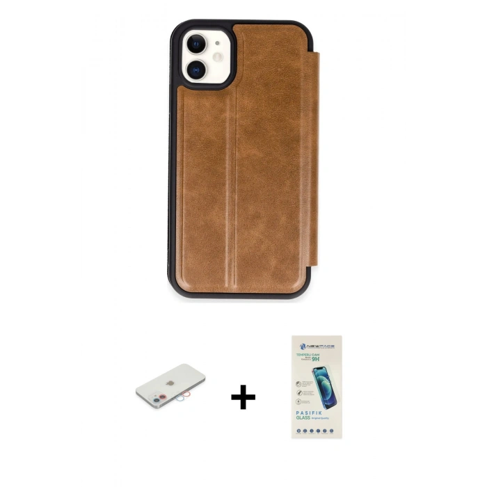 MARSİLYAN™- iPhone 11 Kılıf Zirve Yansıma Serisi - Şeffaf Pasifik Cam Ekran Koruyucu + Renkli Kamera Lens Koruma Cam - PE