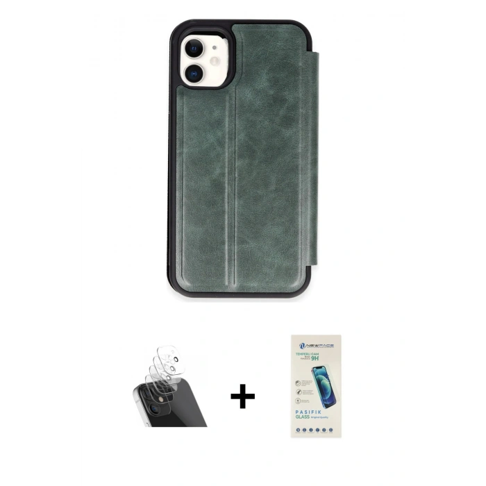 MARSİLYAN™- iPhone 11 Kılıf Zirve Yansıma Serisi - Şeffaf Pasifik Cam Ekran Koruyucu + Kamera Lens Koruma Cam - SF