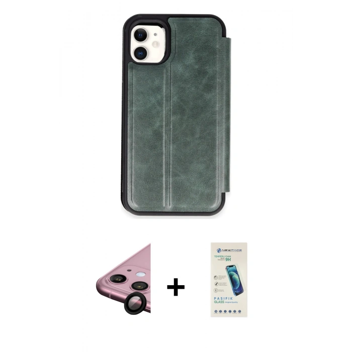 MARSİLYAN™- iPhone 11 Kılıf Zirve Yansıma Serisi - Şeffaf Pasifik Cam Ekran Koruyucu + Raze Metal Kamera Lens - SH