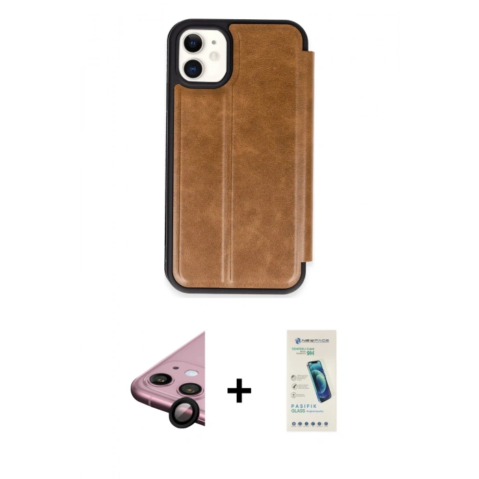 MARSİLYAN™- iPhone 11 Kılıf Zirve Yansıma Serisi - Şeffaf Pasifik Cam Ekran Koruyucu + Raze Metal Kamera Lens - SH