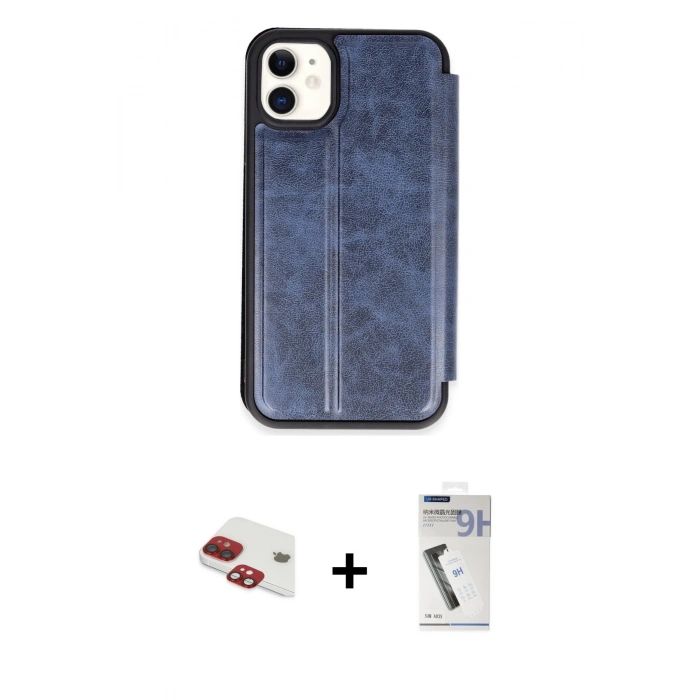 MARSİLYAN™- iPhone 11 Kılıf Zirve Yansıma Serisi - Şeffaf Uv Polymer Nano Ekran Koruyucu + Kırmızı Pers Alüminyum Kamera Lens