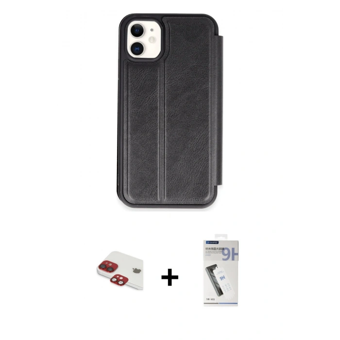 MARSİLYAN™- iPhone 11 Kılıf Zirve Yansıma Serisi - Şeffaf Uv Polymer Nano Ekran Koruyucu + Kırmızı Pers Alüminyum Kamera Lens