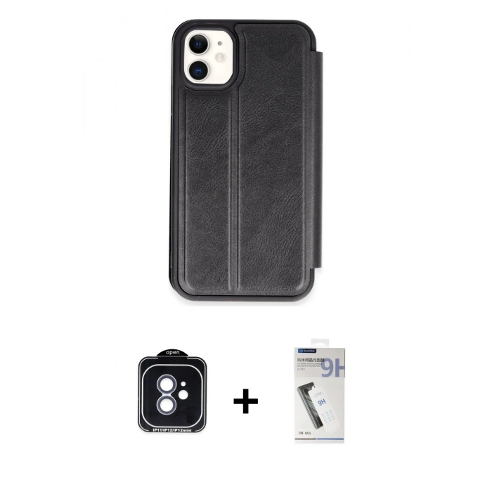MARSİLYAN™- iPhone 11 Kılıf Zirve Yansıma Serisi - Şeffaf Uv Polymer Nano Ekran Koruyucu + PVD Metal Kamera Lens - MI