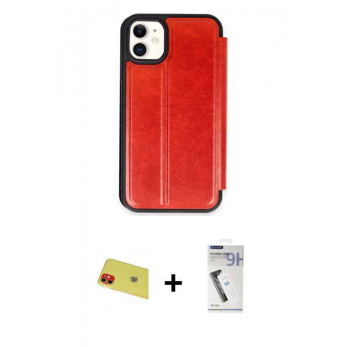MARSİLYAN™- iPhone 11 Kılıf Zirve Yansıma Serisi - Şeffaf Uv Polymer Nano Ekran Koruyucu + Rainbow Kamera Lens Koruma Cam - KI