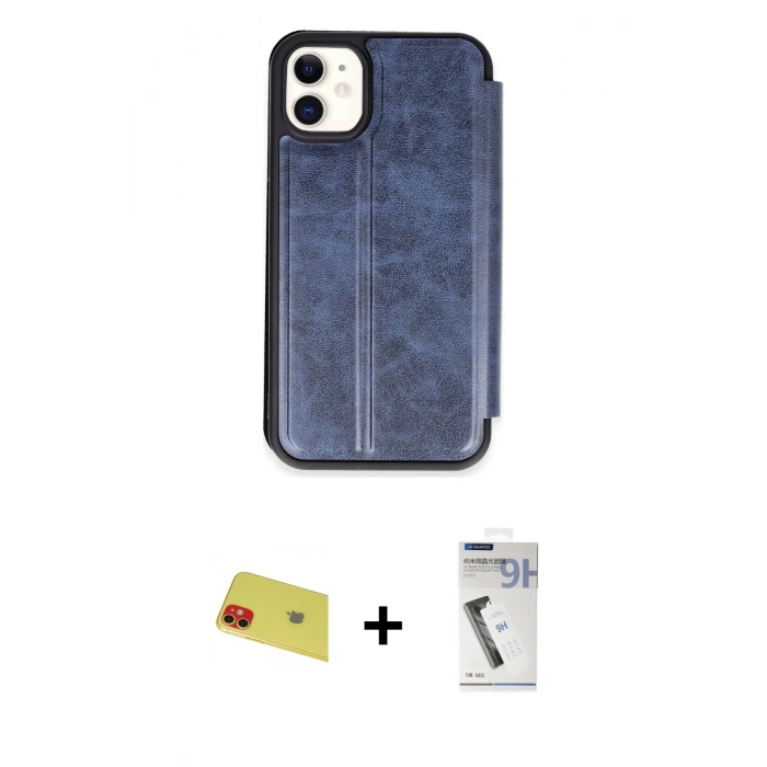 MARSİLYAN™- iPhone 11 Kılıf Zirve Yansıma Serisi - Şeffaf Uv Polymer Nano Ekran Koruyucu + Rainbow Kamera Lens Koruma Cam - KI