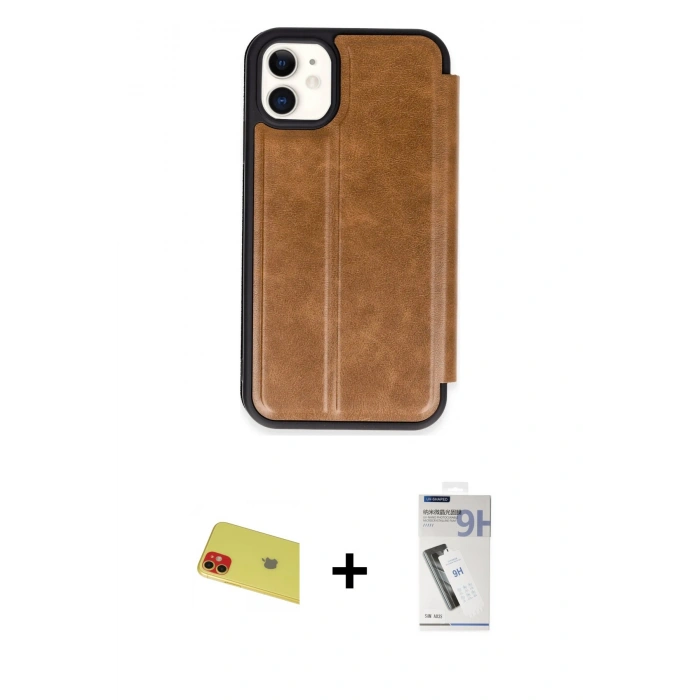 MARSİLYAN™- iPhone 11 Kılıf Zirve Yansıma Serisi - Şeffaf Uv Polymer Nano Ekran Koruyucu + Rainbow Kamera Lens Koruma Cam - KI