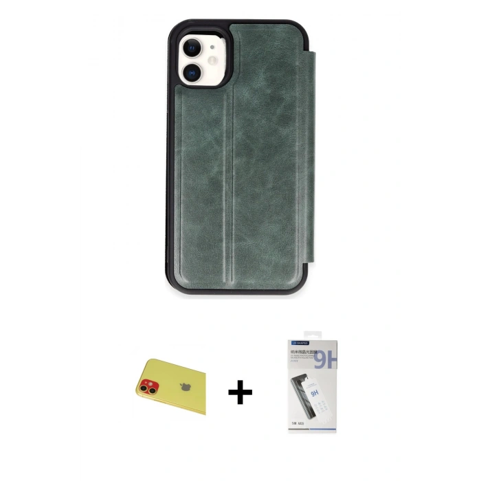 MARSİLYAN™- iPhone 11 Kılıf Zirve Yansıma Serisi - Şeffaf Uv Polymer Nano Ekran Koruyucu + Rainbow Kamera Lens Koruma Cam - KI
