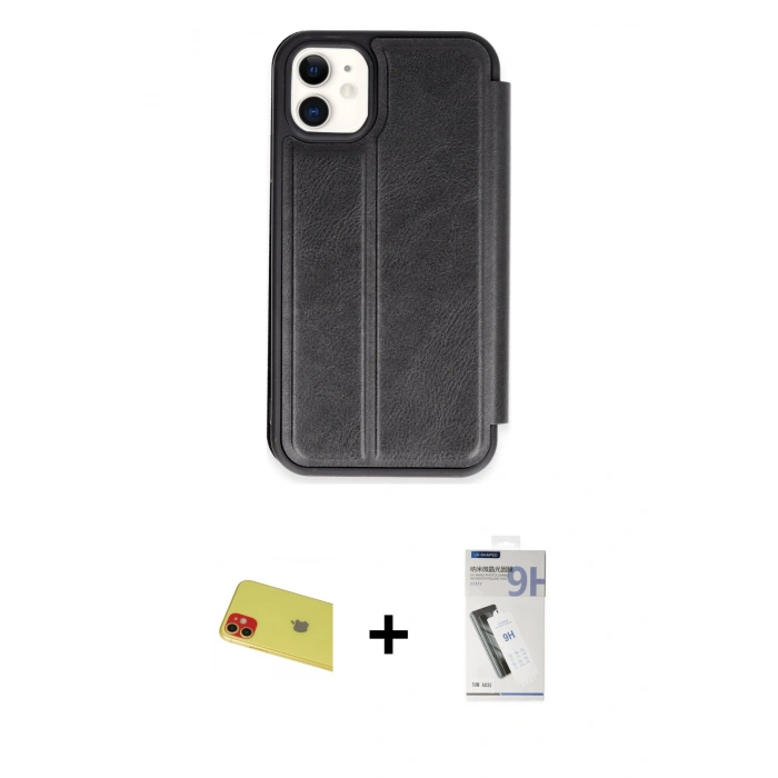 MARSİLYAN™- iPhone 11 Kılıf Zirve Yansıma Serisi - Şeffaf Uv Polymer Nano Ekran Koruyucu + Rainbow Kamera Lens Koruma Cam - KI