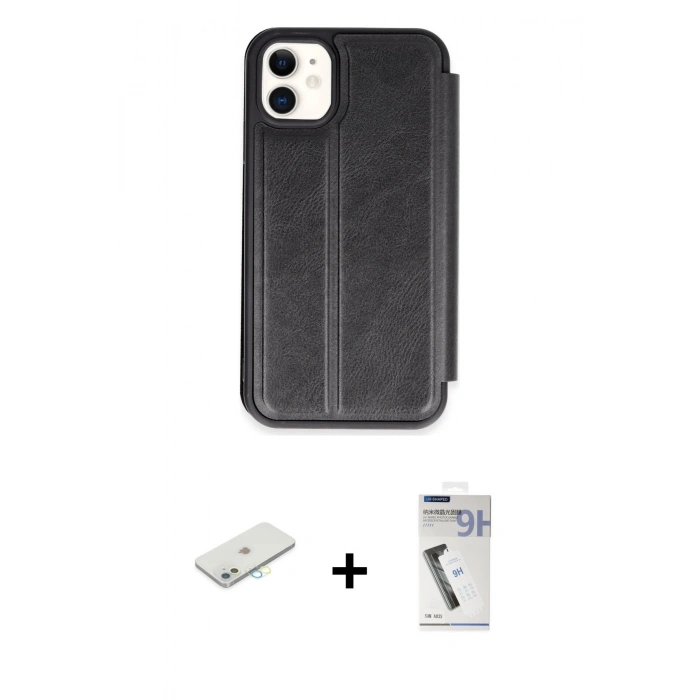 MARSİLYAN™- iPhone 11 Kılıf Zirve Yansıma Serisi - Şeffaf Uv Polymer Nano Ekran Koruyucu + Renkli Kamera Lens Koruma Cam - SI