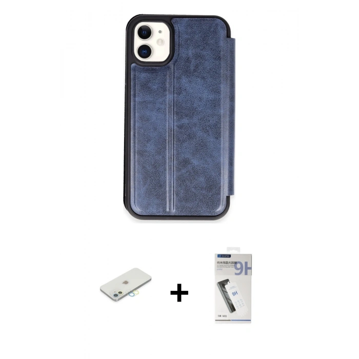 MARSİLYAN™- iPhone 11 Kılıf Zirve Yansıma Serisi - Şeffaf Uv Polymer Nano Ekran Koruyucu + Renkli Kamera Lens Koruma Cam - SI