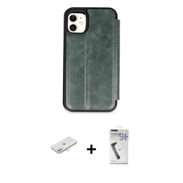 MARSİLYAN™- iPhone 11 Kılıf Zirve Yansıma Serisi - Şeffaf Uv Polymer Nano Ekran Koruyucu + Renkli Kamera Lens Koruma Cam - SI
