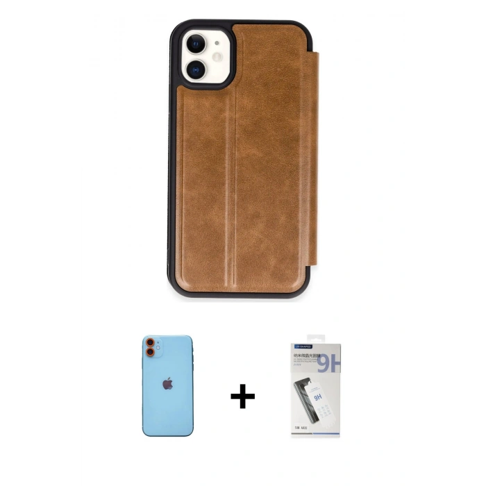 MARSİLYAN™- iPhone 11 Kılıf Zirve Yansıma Serisi - Şeffaf Uv Polymer Nano Ekran Koruyucu + Neon Fosforlu Kamera Lens - TU