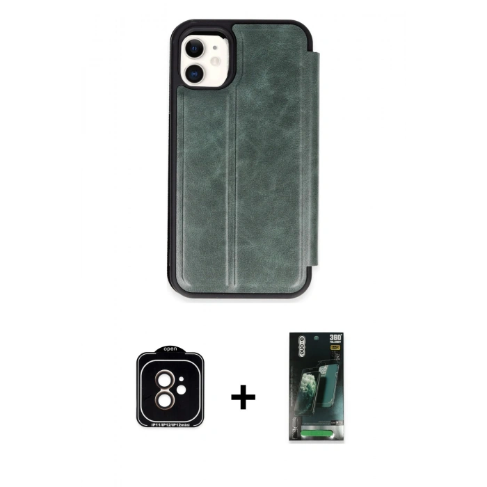 MARSİLYAN™- iPhone 11 Kılıf Zirve Yansıma Serisi - Siyah 360 Mat Full Body Arka Koruyucu + PVD Metal Kamera Lens - TU