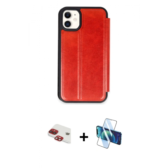 MARSİLYAN™- iPhone 11 Kılıf Zirve Yansıma Serisi - Siyah 3D Antistatik Cam Ekran Koruyucu + Pers Alüminyum Kamera Lens - KI
