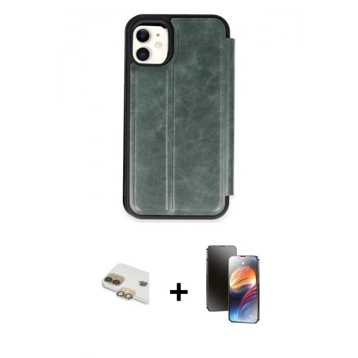 MARSİLYAN™- iPhone 11 Kılıf Zirve Yansıma Serisi - Siyah 3D Antistatik Mat Seramik Nano Ekran Koruyucu + Pers Alüminyum Kamera Lens - GD
