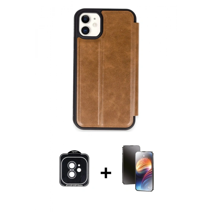 MARSİLYAN™- iPhone 11 Kılıf Zirve Yansıma Serisi - Siyah 3D Antistatik Mat Seramik Nano Ekran Koruyucu + PVD Metal Kamera Lens - SH