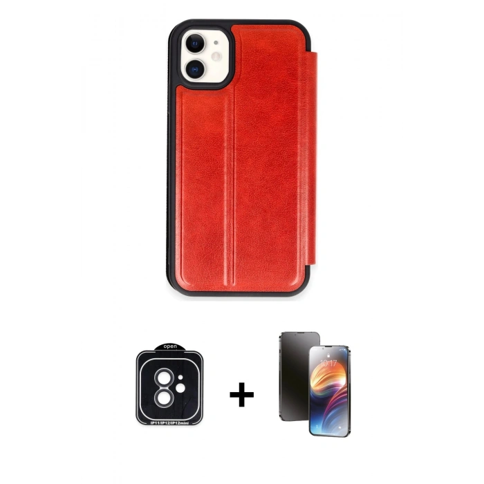 MARSİLYAN™- iPhone 11 Kılıf Zirve Yansıma Serisi - Siyah 3D Antistatik Mat Seramik Nano Ekran Koruyucu + PVD Metal Kamera Lens - SH