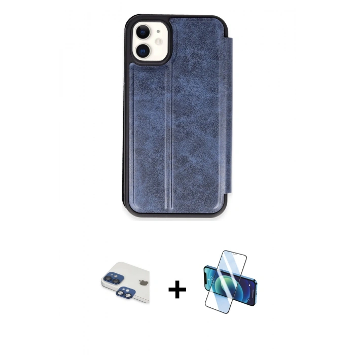 MARSİLYAN™- iPhone 11 Kılıf Zirve Yansıma Serisi - Siyah 3D Antistatik Seramik Nano Ekran Koruyucu + Pers Alüminyum Kamera Lens - LT