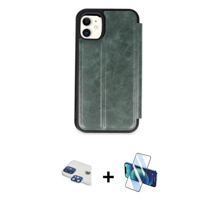 MARSİLYAN™- iPhone 11 Kılıf Zirve Yansıma Serisi - Siyah 3D Antistatik Seramik Nano Ekran Koruyucu + Pers Alüminyum Kamera Lens - LT