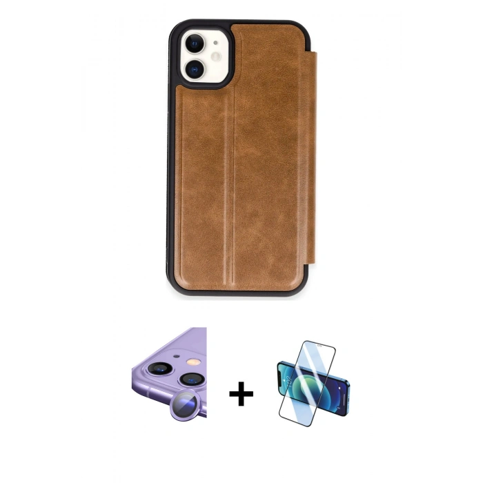 MARSİLYAN™- iPhone 11 Kılıf Zirve Yansıma Serisi - Siyah 3D Antistatik Seramik Nano Ekran Koruyucu + Raze Metal Kamera Lens - MR