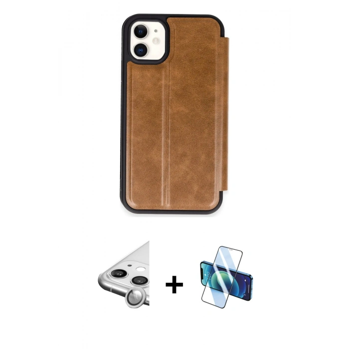 MARSİLYAN™- iPhone 11 Kılıf Zirve Yansıma Serisi - Siyah 3D Antistatik Seramik Nano Ekran Koruyucu + Raze Metal Kamera Lens - GS