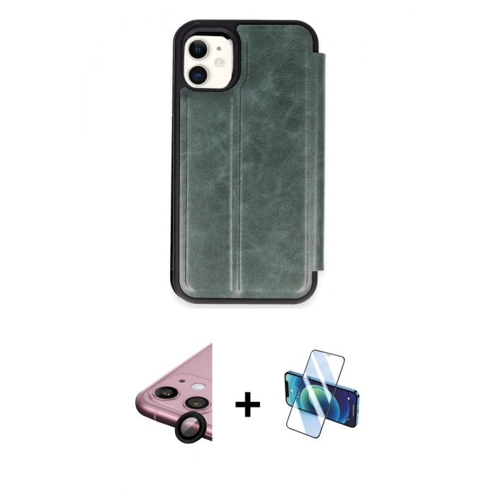 MARSİLYAN™- iPhone 11 Kılıf Zirve Yansıma Serisi - Siyah 3D Antistatik Seramik Nano Ekran Koruyucu + Raze Metal Kamera Lens - SH