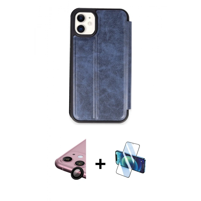 MARSİLYAN™- iPhone 11 Kılıf Zirve Yansıma Serisi - Siyah 3D Antistatik Seramik Nano Ekran Koruyucu + Raze Metal Kamera Lens - SH