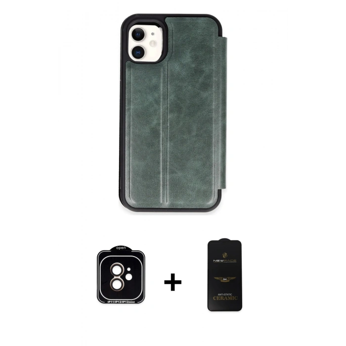 MARSİLYAN™- iPhone 11 Kılıf Zirve Yansıma Serisi - Siyah 6D Antistatik Mat Seramik Hayalet Nano Ekran Koruyucu + PVD Metal Kamera Lens - TU